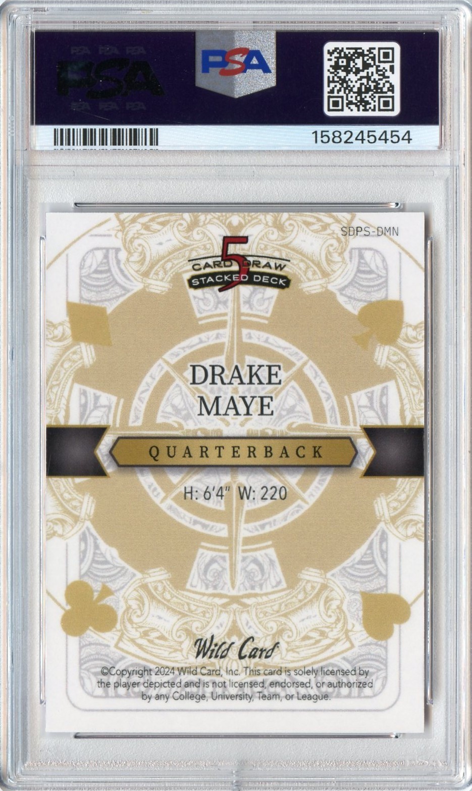 DRAKE MAYE 2024 WILD CARD QUEEN PINK LAZER ROOKIE RC #'D 1/1 #DMN PSA 9 PATRIOTS view 2