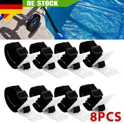 8er Set Befestigungsbänder Haltebänder und Klammern Kit für Poolfolie Solarfolie