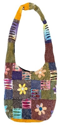 Kathmandu Imports  Hippie Crossbody Hobo  Colorful Bag Distressed Floral Tie Dye