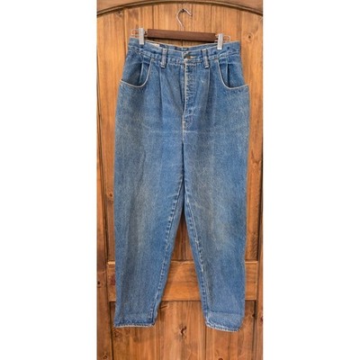 Big A Brand Pleated Denim Jeans Womens 13/14 Blue Excellent Vintage High Waisted