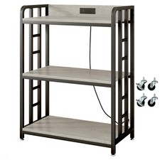Panettiere Rack con Presa di Alimentazione,Supporto Microonde Regolabile con Stoccaggio,3 Livelli...