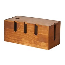 12 Inch Solid Wood Cable Management Box Cord Organizer for Desk Power Strip R...