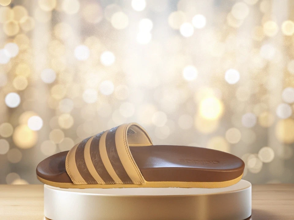 Adidas Adilette Slides Sand Strata/Púrpura Edición Limitada Talla 11 Nuevo sin Caja Foto 4 de 4