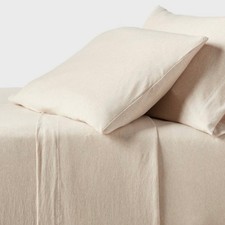 King Cotton Jersey Sheet Set Heather Oatmeal Threshold 4-Piece 100 Cotton