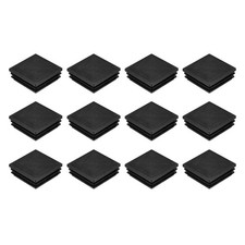12Pcs Square Plastic Plugs, 50 x 50mm PE Pipe Tubing End Caps for Tube, Black