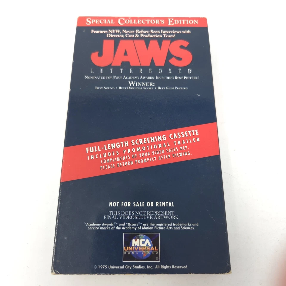 Jaws Special Collectors Edition Full Length Screening Cassette 1995 NFS Demo VHS - Image 2 of 4