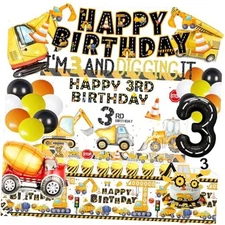90 Pcs Dump Truck Party Decorations for Boys - Construction 3rd Birthday Party 