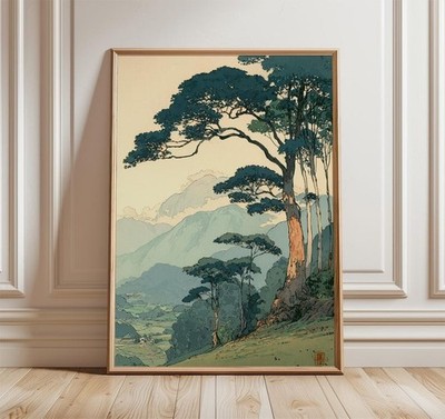 Vintage Japanese Mountain Landscape Nature Wall Art Poster 