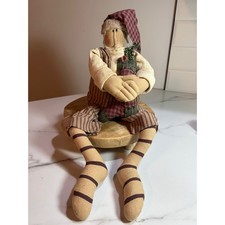 Primitive Santa Claus Shelf Sitter Doll Rustic Christmas Folk Art 24 Inch Leg