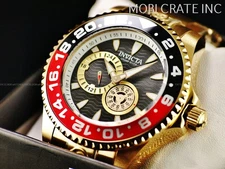 New Invicta Men's 47mm Grand Diver GMT AUTOMATIC Black Wave Dial SS 300m Watch