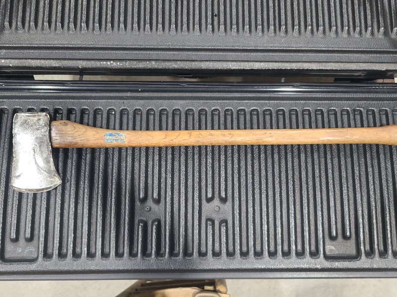 Vintage Powr-Kraft 3.5lb Single Bit Phantom Bevel Axe with wood handle