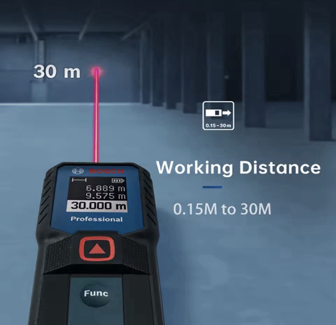 Télémètre laser Bosch GLM 30-23 précis à 1.5mm pour calcul de distance rapide