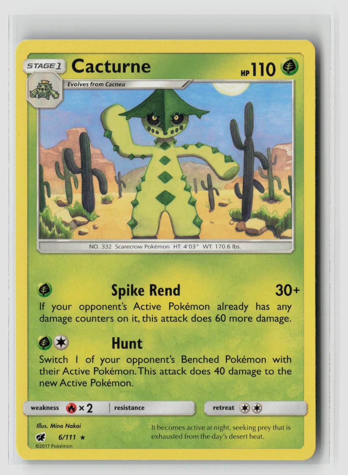 Cacturne #6/111 Sm - Crimson Invasion Rare Pokemon TCG LP