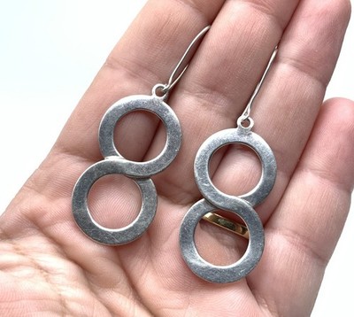 Designer Charles Albert 925 Sterling Silber Figur 8 Infinity Ohrhänger