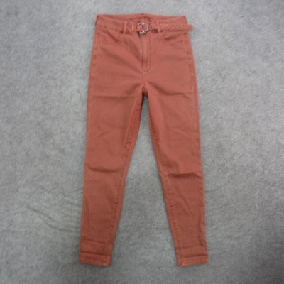 American Eagle Jeans Womens 10 Regular Rust High Rise Skinny D Ring Belt Stretch