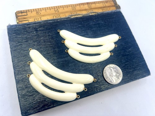 2 Pcs Vintage Carved Bone 3-strand Findings Jewelry Making Pendant RO-DO Lot