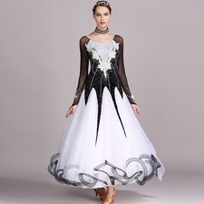 Velvet Stitching Applique Ballroom Dance Competition Dress Standard Modern Dance