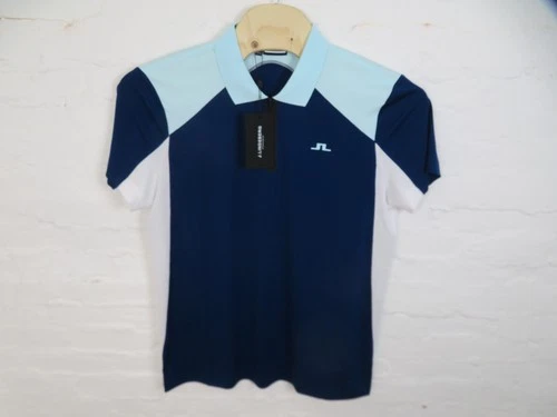 J Lindeberg Polo Shirt Mens XL Arch 1/4 Zip Blue Colorblock Golf Short Sleeve