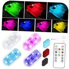 4Pcs LED Interior Car Lights with Remote,7 Colors Sync to Music RGB Remote