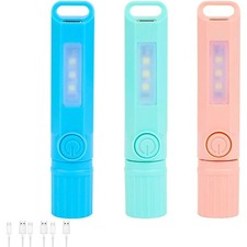 USB C Rechargeable Flashlight 3 Pack Mini LED Light Zoomable Camping Lantern for