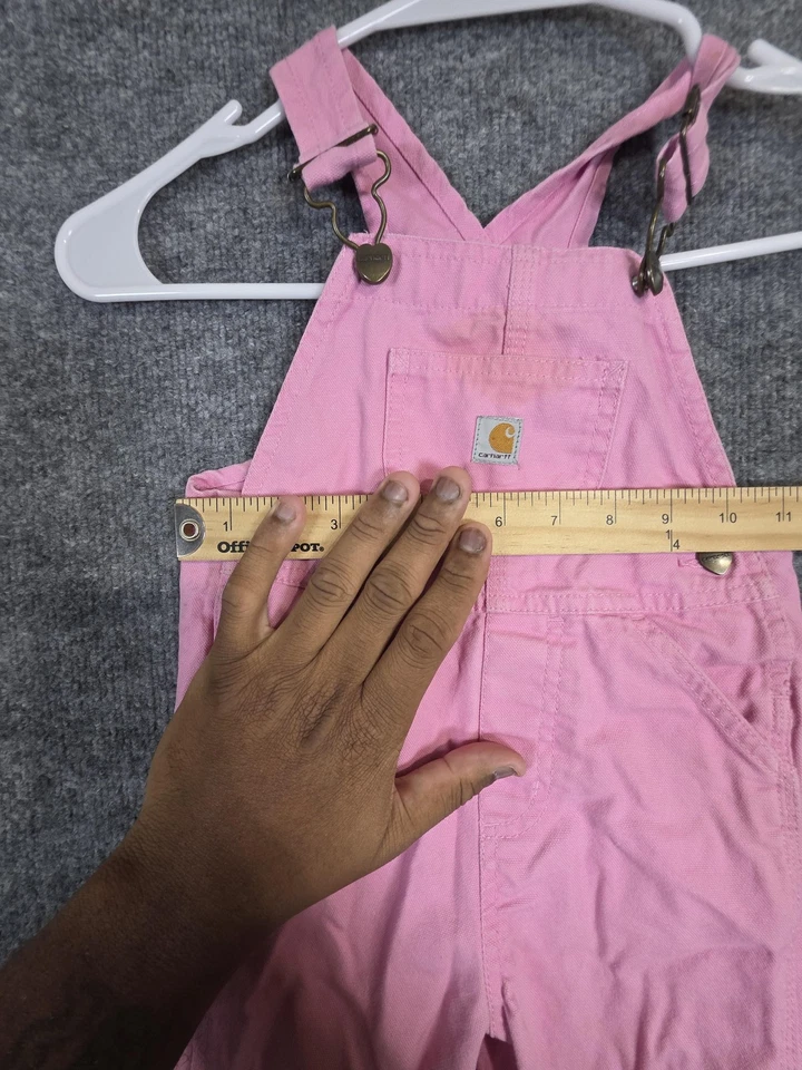 Mono Carhartt Niñas 2T Rosa Babero Pantalones Corazón Herrajes Algodón Logo Foto 4 de 4