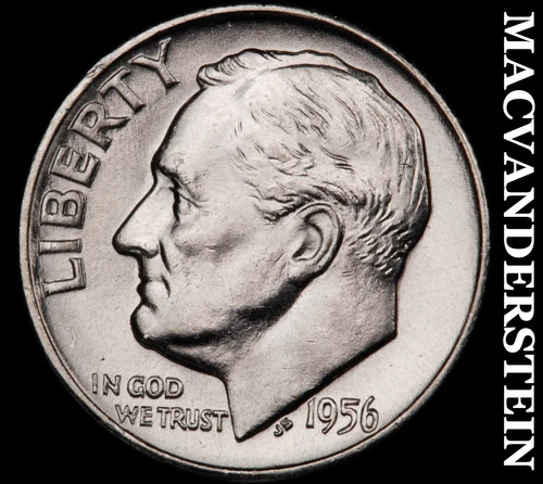 1956-D Silver Roosevelt Dime - Choice Gem Brilliant Unc  Lustrous  #G7976