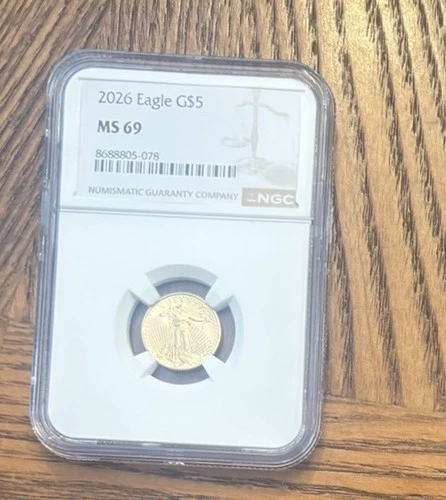 2026 $5 American Gold Eagle 1/10 oz Brilliant Uncirculated MS69 NCG