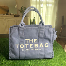 Marc Jacobs Blue Logo Tote Bag Zip Top w/ Inner Pockets, Silver Hardware