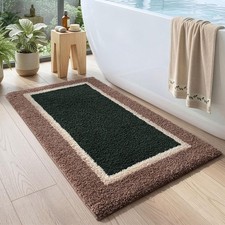 DEXI Bathroom Rugs 43x24, Soft Absorbent Bath Mat, Brown and Green  Non Slip...