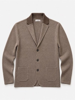 Falconeri Merino Wool Knit Cardigan Blazer Brown US 44 XL Made In Italy