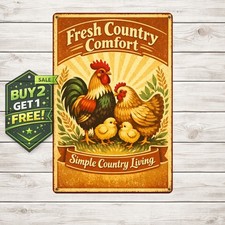 Backyard Chickens Funny Rustic Farmhouse Decor Metal Sign 8x12