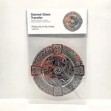 Icon Art Celtic Peace Be In Thy Home Stained Glass Transfer Cling Sticker UK New