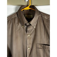 Tommy Bahama Striped Cotton Dress Shirt 16 34-35 collar buttons Formal Office