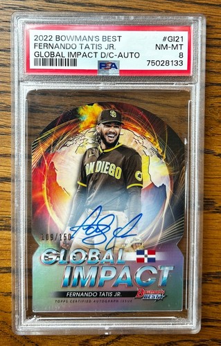 2022 Bowman's Best Fernando Tatis Jr. Global Impact Auto /150 GI-21 Padres PSA 8