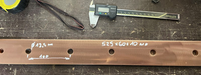 Kupfer 99% Cu. 85x60x10 mm Schiene  Platte Busbar DIY Leiste Sammelschiene
