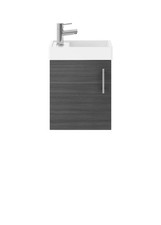 Nuie Vault 400mm Anthracite Wall-Hung 1 Door Compact Vanity + 1 Tap Hole Basin