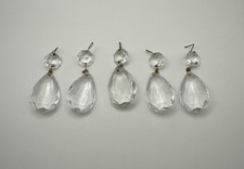 5 Faceted Teardrop Glass Crystal Replacement Antique Lamp Chandelier Prism