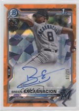 2021 Bowman Sapphire Orange Refractor 7/25 Breidy Encarnacion #BSPA-BE Auto 11mn