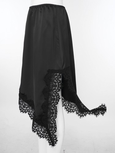 Women Costume Side Split Skirt High Waist Satiny Adult Dress Performance Lace - Picture 34 of 57