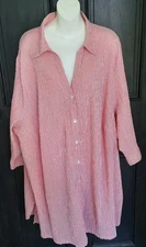 ULLA POPKEN Womens 36/38 Peach Seersucker Stripe Long Sleeve Blouse Top Sm Mark