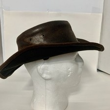 OZtrALa Leather HAt Australian Outback Western Cowboy Men Women Size Small 21.5  