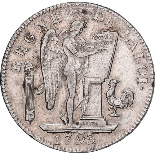 [#138137] Frankrijk, Écu de 6 livres françoise, 1793 / AN II, Paris, Zilver, ZF+ - Afbeelding 1 van 2