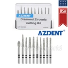 Pro Dental Diamond Zirconia Cutting Burs Kit Friction Grip 1.6mm 10Pcs/Pack