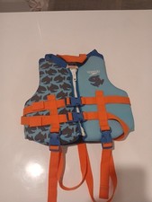 Speedo Child PFD Life Jacket Vest - Blue Fish US Coast Guard Approved 30-50 lbs