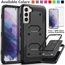 For Samsung Galaxy S21 S22 S23 S24 FE Case Heavy Duty Shockproof Tempered Glass