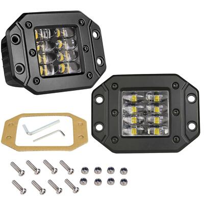 2x 5'' Flush Mount LED Work Light Bar Flood Driving Rear Reverse Pods 4WD SUV ATV