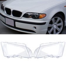 For BMW E46 3 series 4 Door 2002-05 L&R Headlight Headlamp Lens Clear Lens Cover