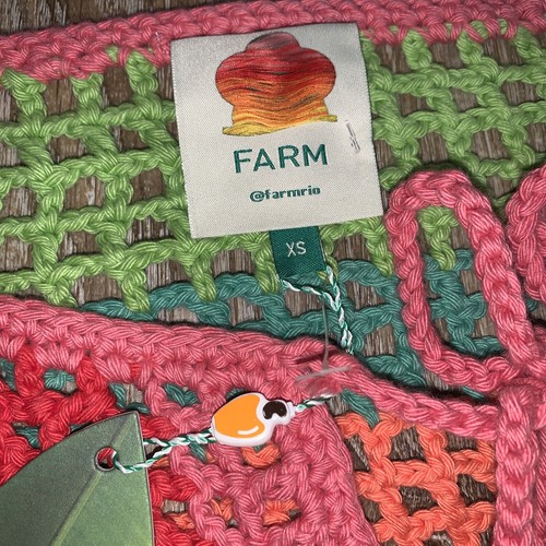 Neu mit Etikett Farm Rio gehäkelt mehrfarbig Badeanzug Abdeckkleid XS Regenbogenquasten - Bild 7 von 15