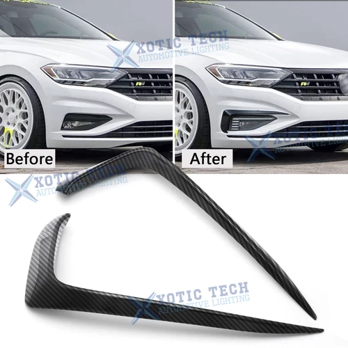 2pcs Carbon Fiber Look Fog Light Driving Lamp Cover For VW Jetta MK7 2019-2021
