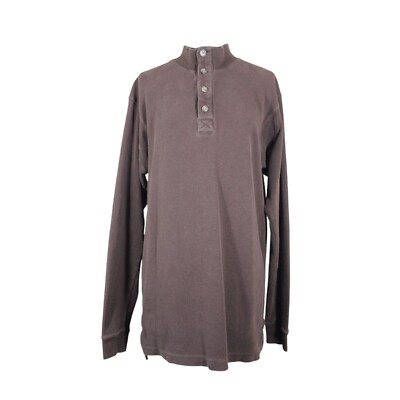 Duluth Trading men's trim fit button mock neck waffle knit Henley shirt M